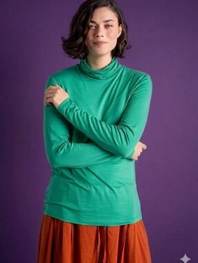 ​Gudrun Sjödén Jersey Turtleneck In Lotus Green